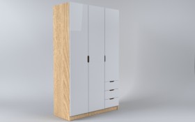 Шкаф 3-х створчатый с ящиками Лофт (Белый/корпус Дуб Сонома) в Уяре - uyar.katalogmebeli.com | фото