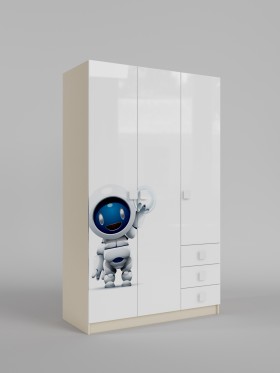 Шкаф 3-х створчатый с ящиками Санни (Белый/корпус Клен) в Уяре - uyar.katalogmebeli.com | фото