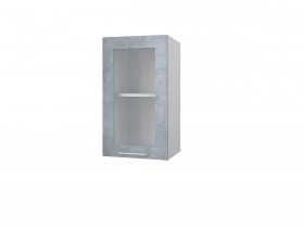 Шкаф 40 с витриной Лофт (Камень Оленна/Белый) в Уяре - uyar.katalogmebeli.com | фото