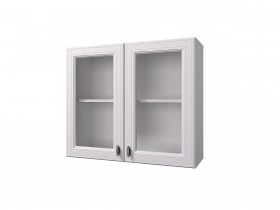 Шкаф 80 с 2-мя витринами Ева (Белый Софт/корпус Белый) в Уяре - uyar.katalogmebeli.com | фото