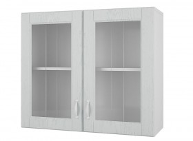 Шкаф 80 с 2-мя витринами Камелия (Арктик/корпус Белый) в Уяре - uyar.katalogmebeli.com | фото