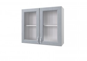 Шкаф 80 с 2-мя витринами Принцесса (Серый/корпус Белый) в Уяре - uyar.katalogmebeli.com | фото