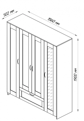 Шкаф четырехдверный Сириус с 1 зеркалом и 1 ящиком белый в Уяре - uyar.katalogmebeli.com | фото 3