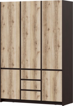 Модульная система "Прага" Шкаф для одежды трехстворчатый Дуб Венге/Дуб Делано в Уяре - uyar.katalogmebeli.com | фото