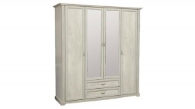 Шкаф для одежды "Сохо" (бетон пайн белый/2 ящика/зеркало) в Уяре - uyar.katalogmebeli.com | фото
