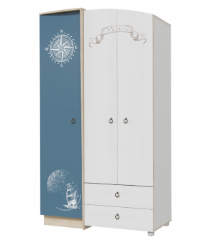 Шкаф для одежды Бриз 1200 Дуб ривьера/ Рамух белый/синий в Уяре - uyar.katalogmebeli.com | фото
