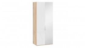 Шкаф для одежды с 1 глухой и 1 зеркальной дверями правый «Эмбер» Яблоня Беллуно/Белый глянец в Уяре - uyar.katalogmebeli.com | фото