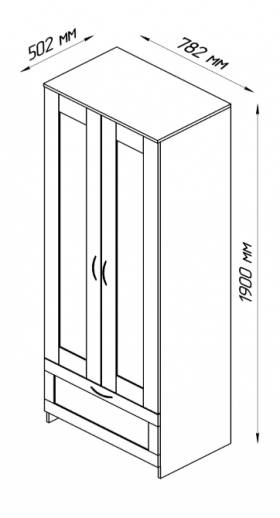 Шкаф двухдверный Сириус с 1 ящиком дуб венге в Уяре - uyar.katalogmebeli.com | фото 2