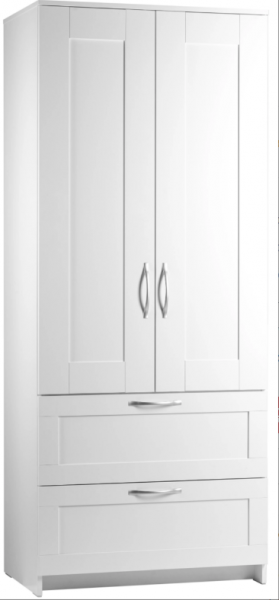 Шкаф двухдверный Сириус с 2 ящиками белый в Уяре - uyar.katalogmebeli.com | фото