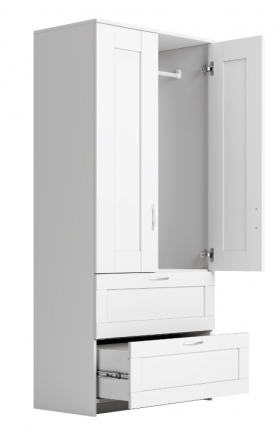 Шкаф двухдверный Сириус с 2 ящиками белый в Уяре - uyar.katalogmebeli.com | фото 2