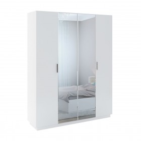 Шкаф с зер. 4 двери М22 Спальня Тиффани (белый текстурный) в Уяре - uyar.katalogmebeli.com | фото