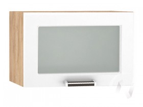 Шкаф верхний со стеклом Прага ШВГС 500 (Белое дерево/корпус дуб крафт золотой) в Уяре - uyar.katalogmebeli.com | фото