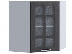 Шкаф верхний угловой со стеклом 590, ШВУС 590 (Клен серый/корпус белый) в Уяре - uyar.katalogmebeli.com | фото