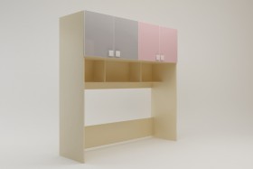 Система хранения над кроватью Грэйси (Розовый/Серый/корпус Клен) в Уяре - uyar.katalogmebeli.com | фото 2