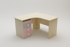 Стол угловой Грэйси (Розовый/Серый/корпус Клен) в Уяре - uyar.katalogmebeli.com | фото 2