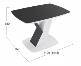 Стол обеденный «Гарда» Тип 1 (Белый/Стекло матовое черный графит) в Уяре - uyar.katalogmebeli.com | фото 3