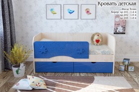 Техно Кровать детская 2 ящика 1.6 Синий глянец в Уяре - uyar.katalogmebeli.com | фото